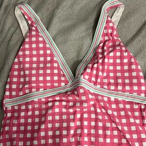 Vineyard Vines Women's One Piece Swimsuit Pink Plaid Beach Size XL